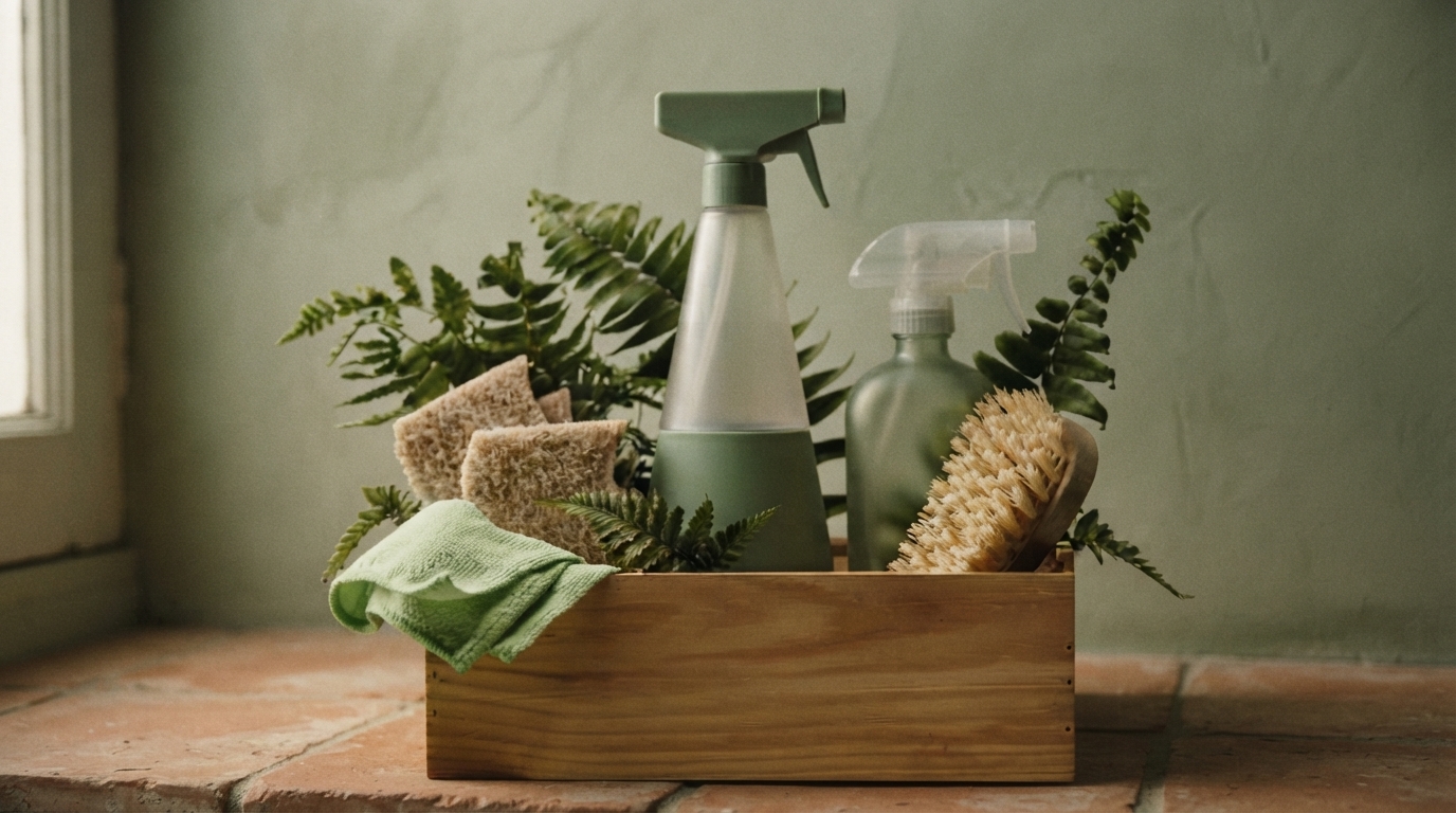 Editorial illustration for Choosing Sustainable Cleaning Products: A Guide to Certifications and Ingredients