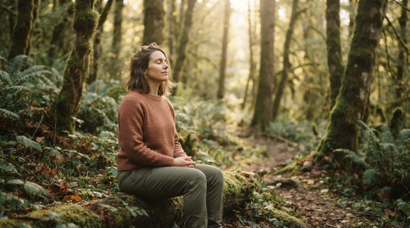 Editorial illustration for The Scientific Pathways: How Forest Bathing Reduces Stress and Enhances Mental Clarity